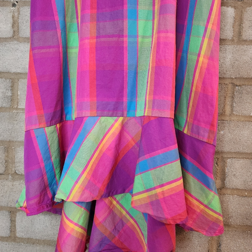 A New Day Plaid Colorful High-low Smocked Dress - Picture 6 of 8